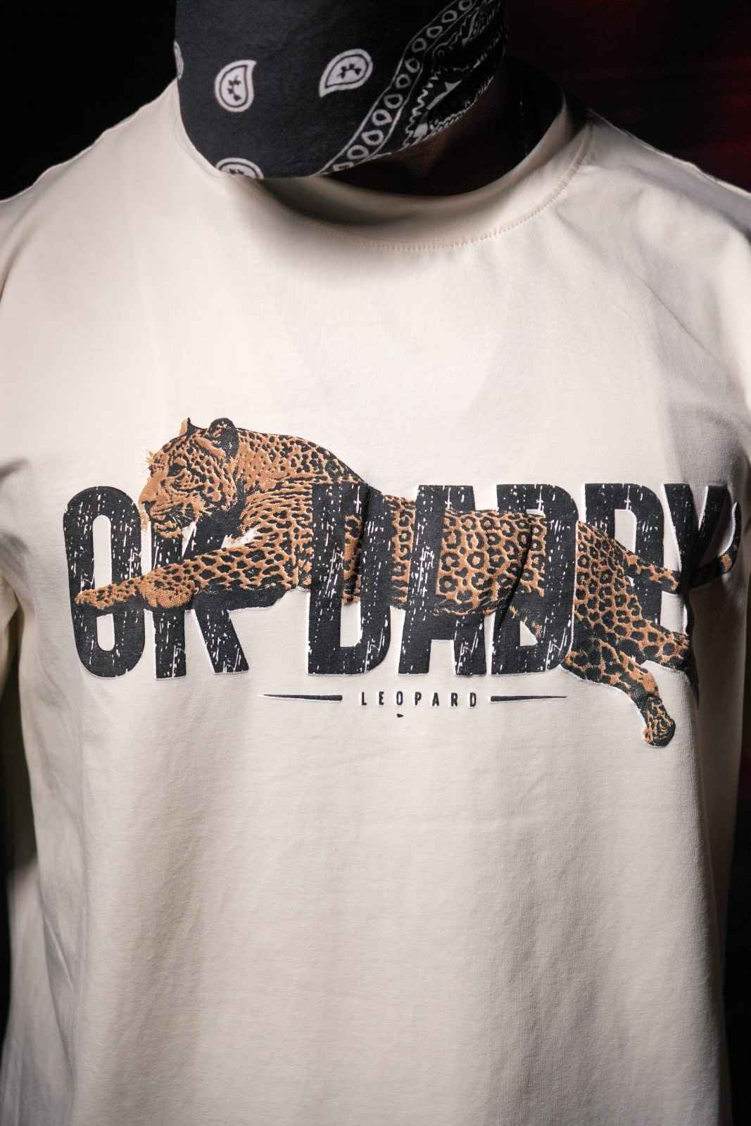 OKDADDY DOAS Leopard Oversized T-Shirt – Off White | 240 GSM Premium Cotton