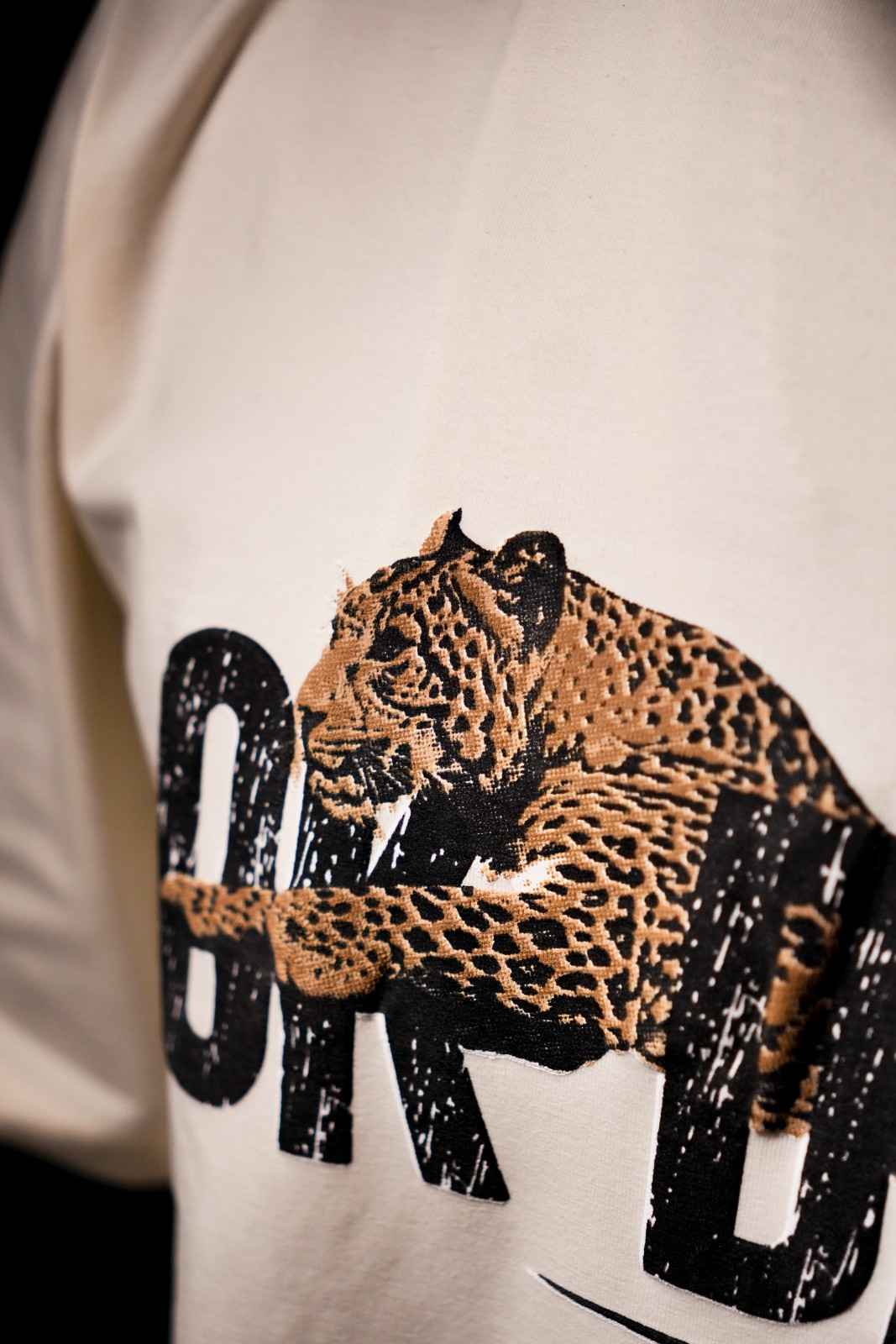 OKDADDY DOAS Leopard Oversized T-Shirt – Off White | 240 GSM Premium Cotton