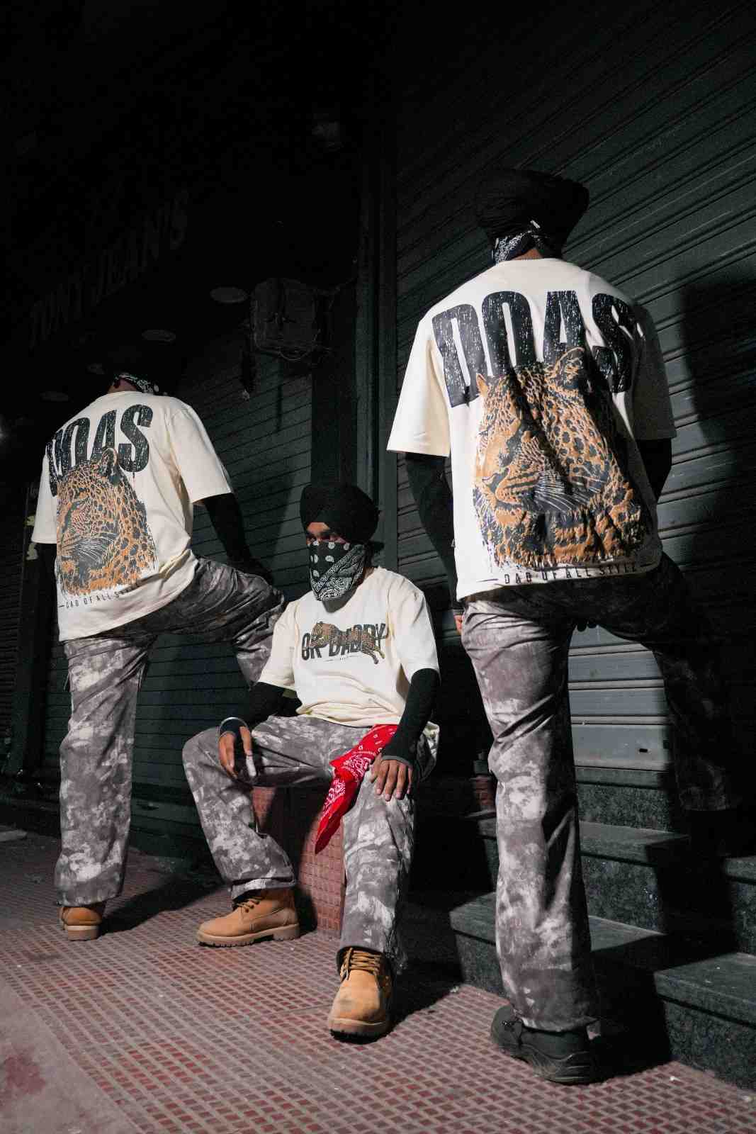 OKDADDY DOAS Leopard Oversized T-Shirt – Off White | 240 GSM Premium Cotton