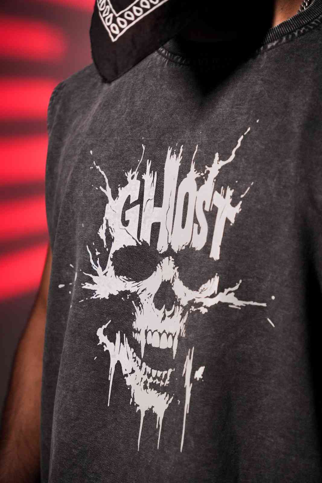 OKDADDY GHOST RFD Washed Pure Cotton Gym Sando – Acid Black