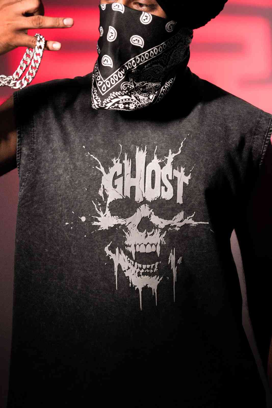 OKDADDY GHOST RFD Washed Pure Cotton Gym Sando – Acid Black