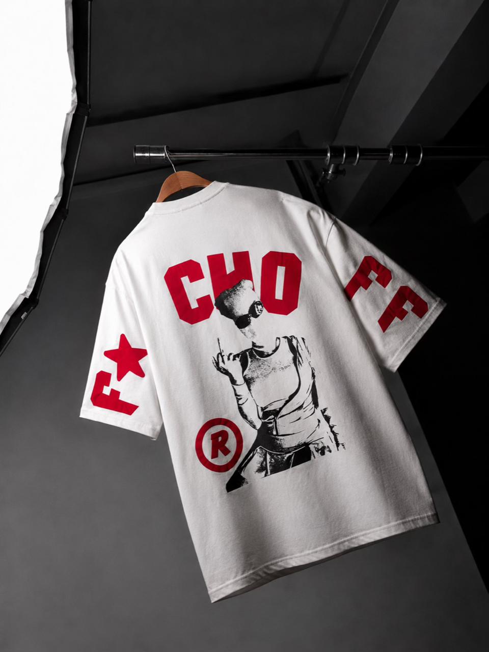 OKDADDY ECHO Puff Print Oversized T-Shirt – White