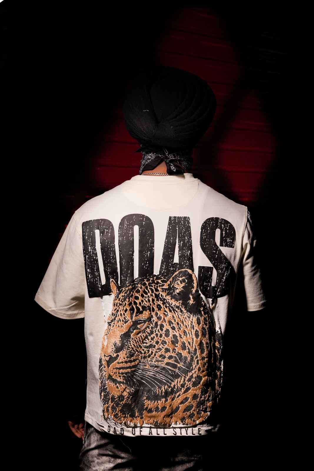 OKDADDY DOAS Leopard Oversized T-Shirt – Off White | 240 GSM Premium Cotton