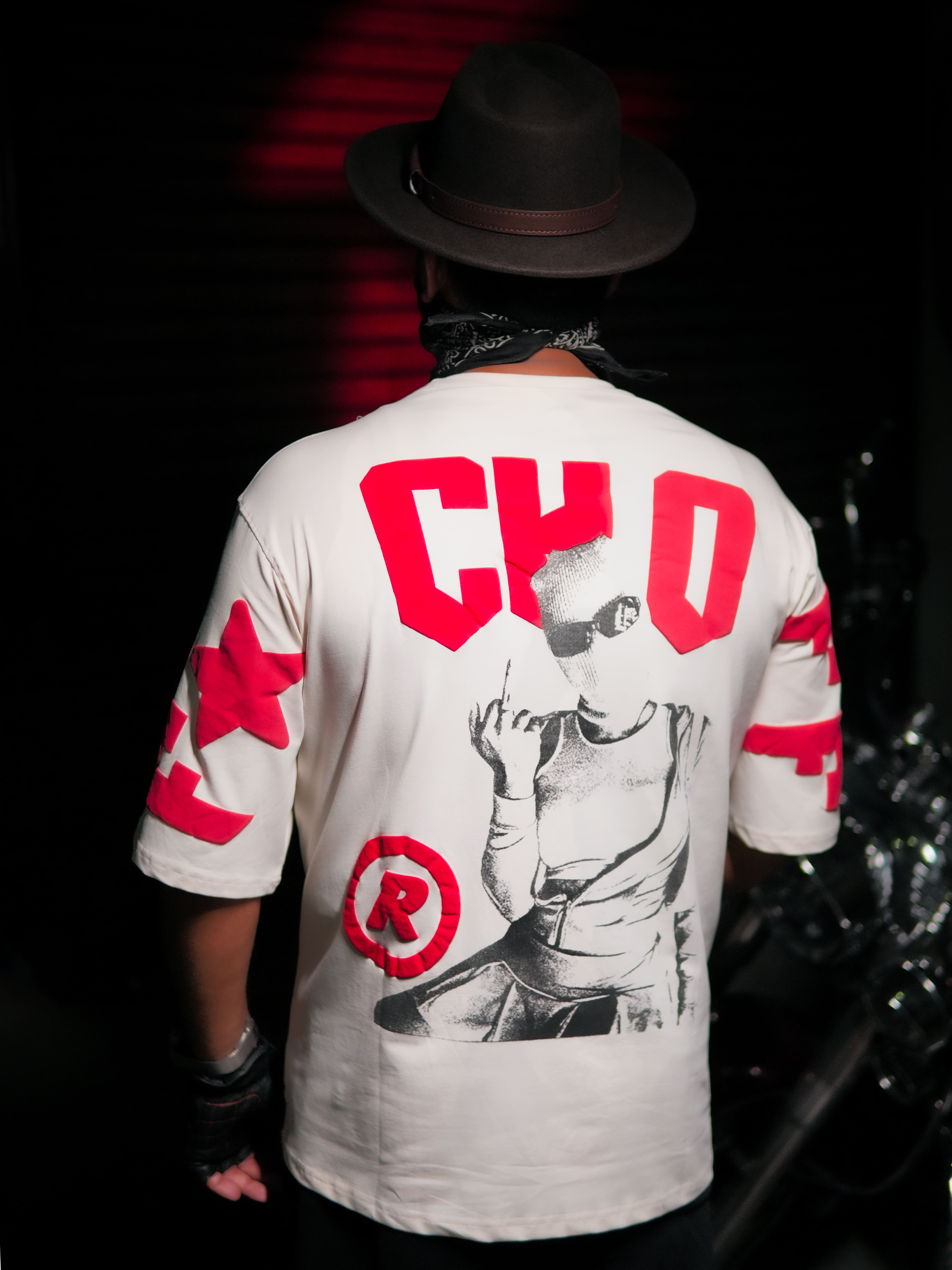 OKDADDY ECHO Puff Print Oversized T-Shirt – White